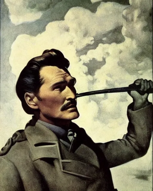 Prompt: Errol Flynn as a scientist. 1980s dystopian Soviet Russia, propaganda screens. Fantasy art by Gustave Courbet, Rosa Bonheur, Edward Hopper, Ilya Yefimovich Repin, Jean-François Millet, Andrew Newell Wyeth. Faithfully depicted facial expression, perfect anatomy, sharp focus, global illumination, radiant light, detailed and intricate environment, trending on ArtStation