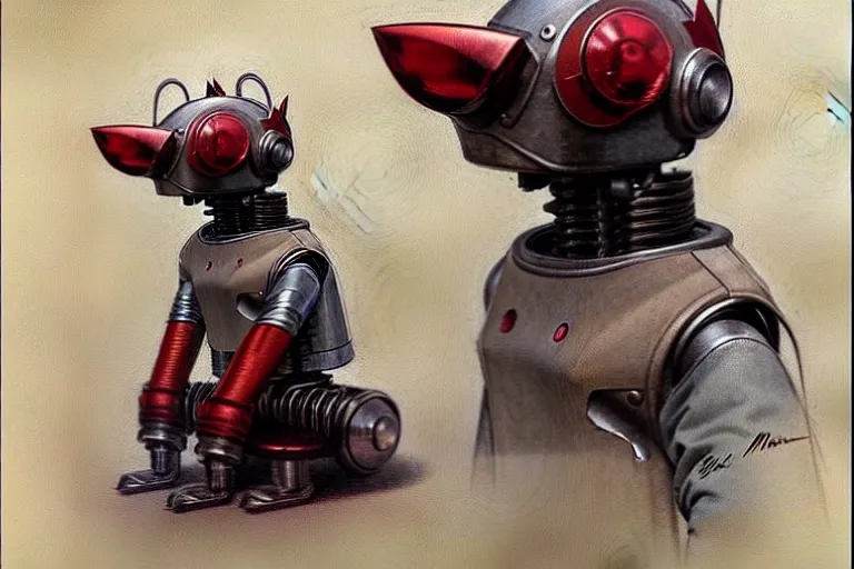 Image similar to adventurer ( ( ( ( ( 1 9 5 0 s retro future robot android dog. muted colors. ) ) ) ) ) by jean baptiste monge!!!!!!!!!!!!!!!!!!!!!!!!! chrome red