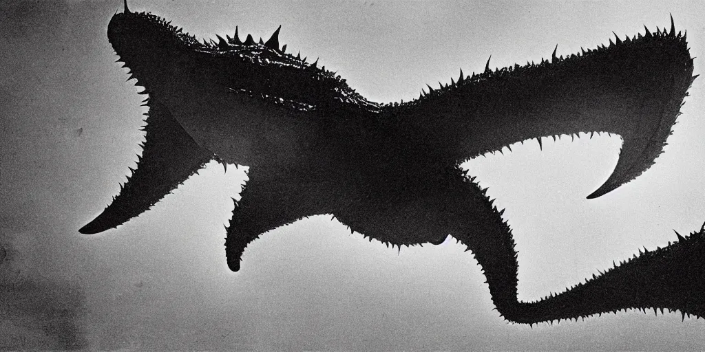 Prompt: light coming out of one bull - like kaiju starfish monster, korean film noir, korean traditional palace, pyongyang city, 1 9 6 0 s, red color bleed, 4 k, video compression, video glitch, monochrome, akira kurosawa