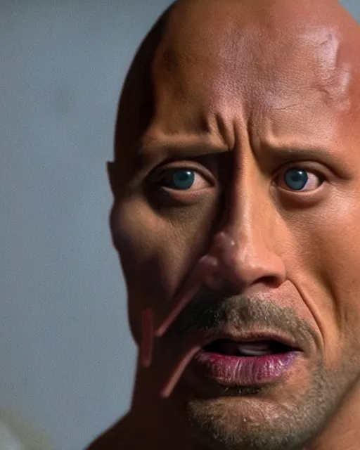 Image similar to film still close up shot of dwayne johnson as hannibal lector from the movie the silence of the lambs. photographic, photography