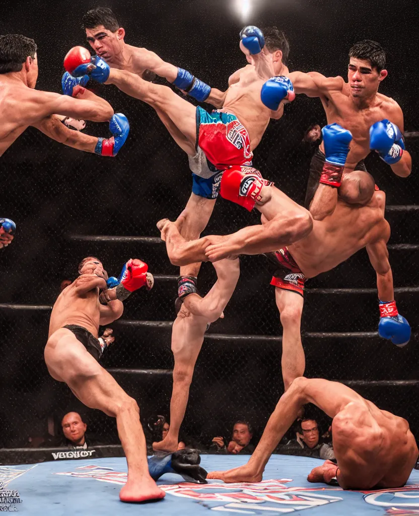 Image similar to chito vera knocks out dominick cruz via headkick, by annie leibovitz and steve mccurry, natural light, detailed face, canon eos c 3 0 0, ƒ 1. 8, 3 5 mm, 8 k, medium - format print