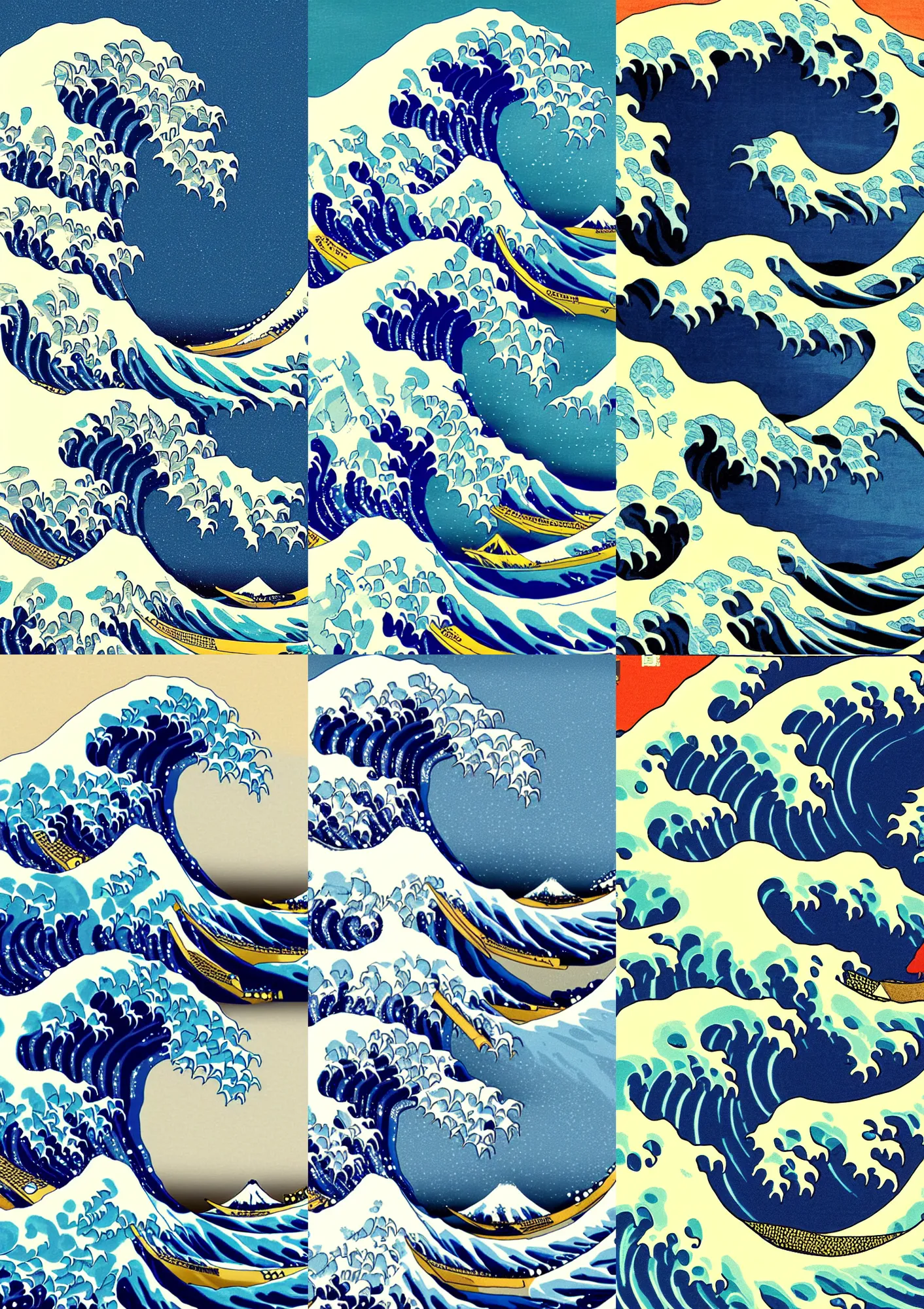 Prompt: great wave off kanagawa, digital art,