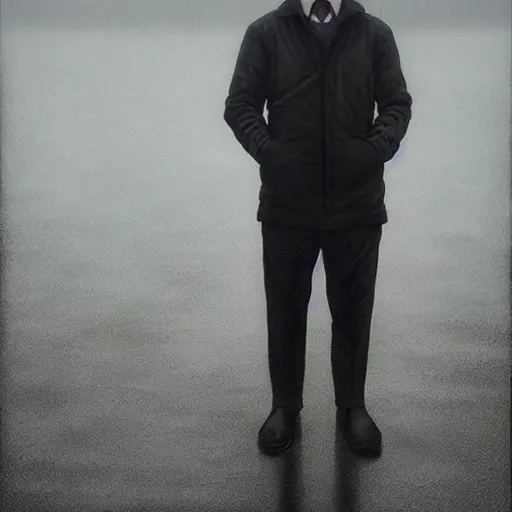 Image similar to portrait of a hitman by Sean Yoro and Chie Yoshii, dark, moody, foggy, gloomy, high details, waashed colors