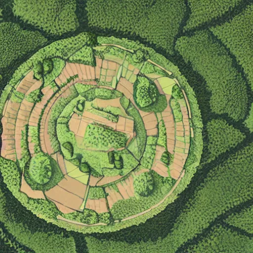 Image similar to top view of an illustration of an architectural plan view of a labyrinth of the deforestation in amazona crisis