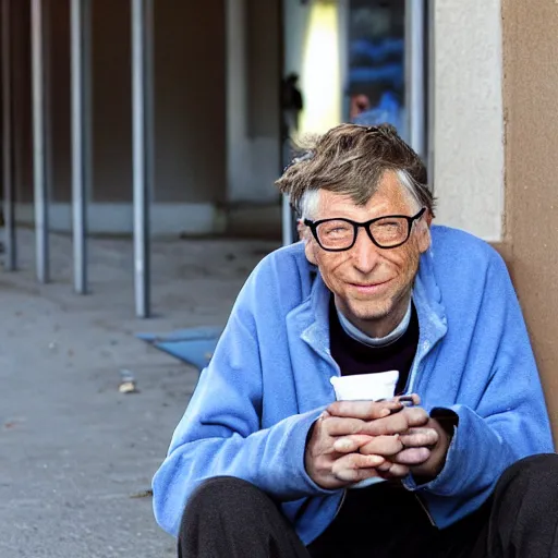 Prompt: bill gates homeless on the streets