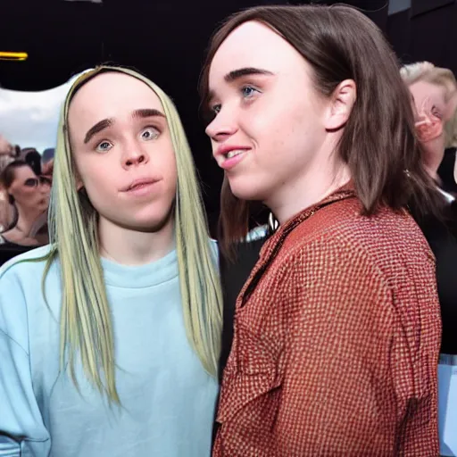 Image similar to Ellen Page meeting Billie Eilish, Canon, 4k