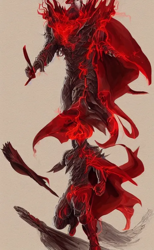 Image similar to a mindblowing red wizard, chad, handsome, super buff and cool, very detailed, sharp, matte, concept illustration, fire magic