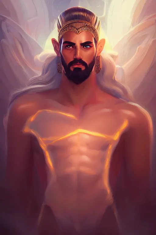 Prompt: the god zeus, egyptian setting, portrait, sharp focus, digital art, cgsociety, concept art, post processed, dynamic lighting, artstation, by emylie boivin, rossdraws and jazza