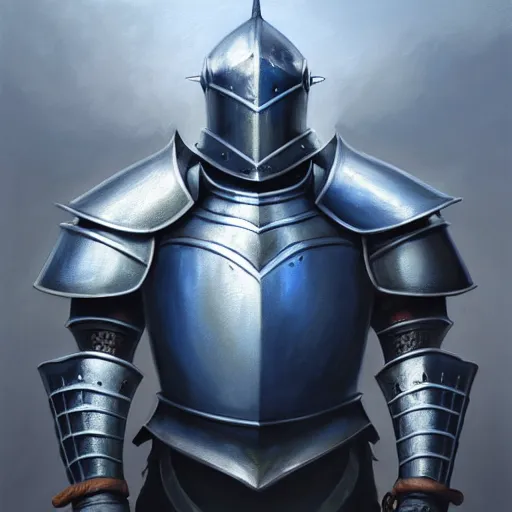 Image similar to beautiful oil portrait painting of blue alwyte armor, medieval armor, knight, natural light, outside. artstation, concept art, smooth, sharp focus, illustration, by bartek fedyczak, erak note, tooth wu, neil richards, kan liu, siwoo kim, jisu choe