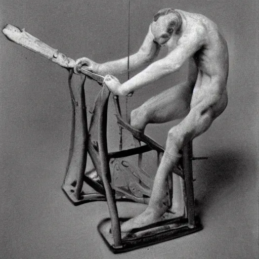 Prompt: prelude to the broken arm by marcel duchamp