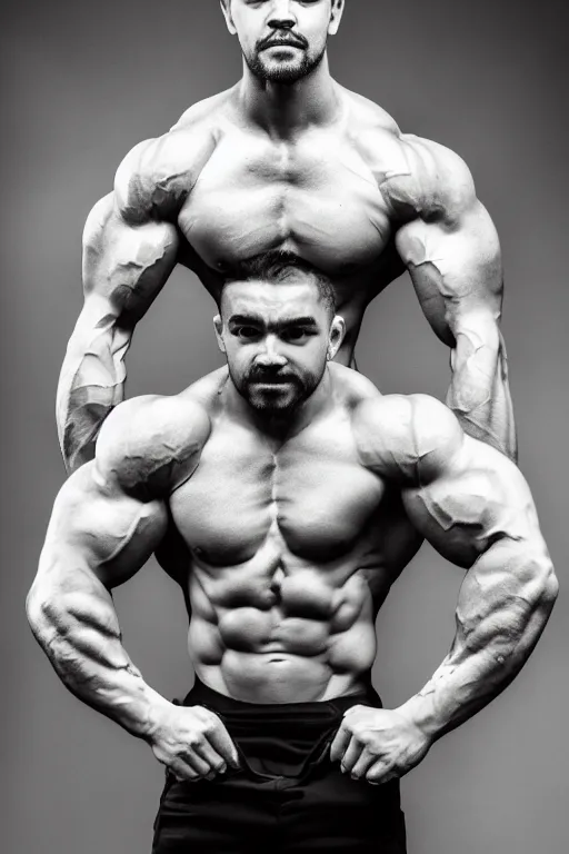 Image similar to Jacksepticeye is a jacked muscle builder gigachad, grayscale photography