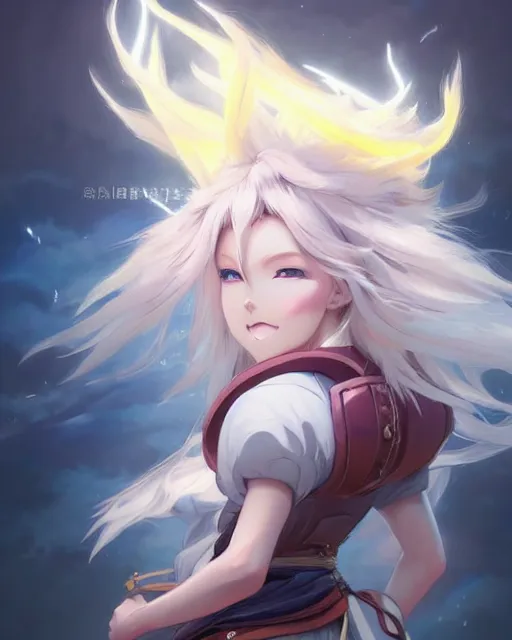 Image similar to character concept art of ssunbiki as an anime thunderstormy cloud goddess of lightning | | cute - fine - face, pretty face, realistic shaded perfect face, fine details by stanley artgerm lau, wlop, rossdraws, james jean, andrei riabovitchev, marc simonetti, and sakimichan, tranding on artstation