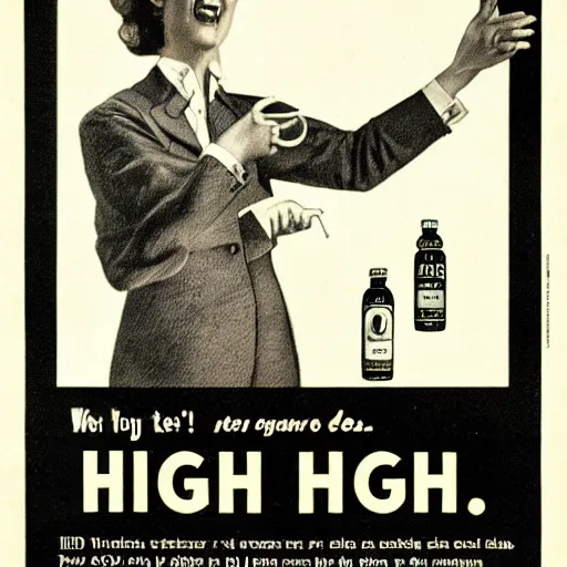 Image similar to vintage advertisement for a tonic that makes fingers longer, high resolution scan