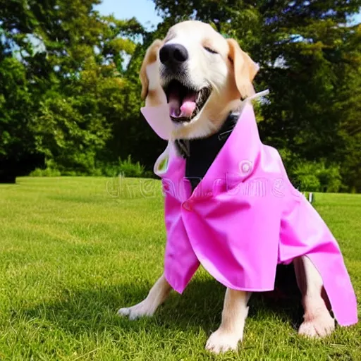 Image similar to a dog with a pink lab coat, stock photo