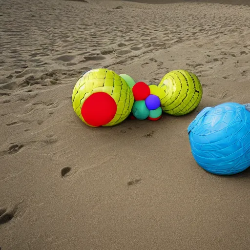 Image similar to a snake between two beach balls,