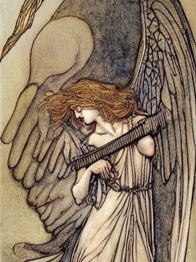 Prompt: angel by rebecca guay and by john william waterhouse and by arthur rackham, detailed, proportional