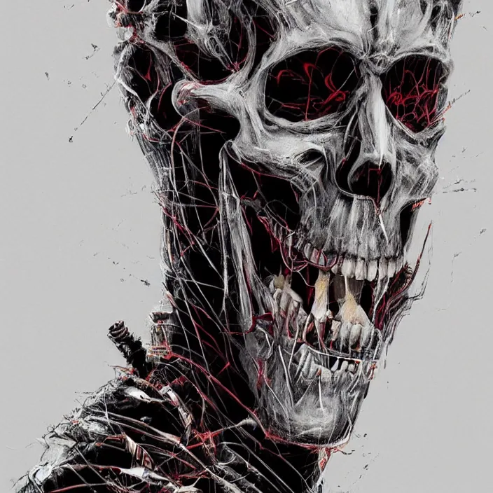 Image similar to portrait of Ryan Reynolds as a skeleton. intricate abstract. intricate artwork. nightmare fuel. by Tooth Wu, wlop, beeple, dan mumford. octane render, trending on artstation, greg rutkowski very coherent symmetrical artwork. cinematic, hyper realism, high detail, octane render, 8k, iridescent accents