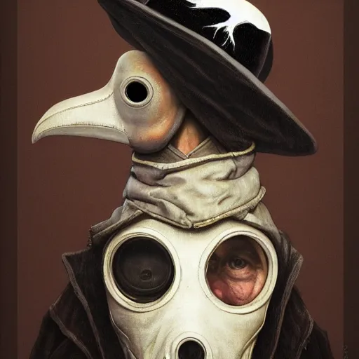 Prompt: A plague doctor front portrait by Norman Rockwell masterpiece, octane trending on cgsociety, Extremely detailed, 8k, profile picture