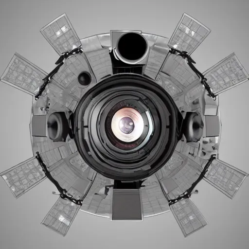 Image similar to A spacecraft that looks like a photographic camera reflex, by Tomek Setowski style