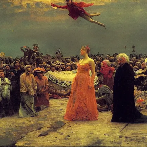 Prompt: the dream of the old tyrant, by ilya repin, oil on canvas, 1 8 8 3