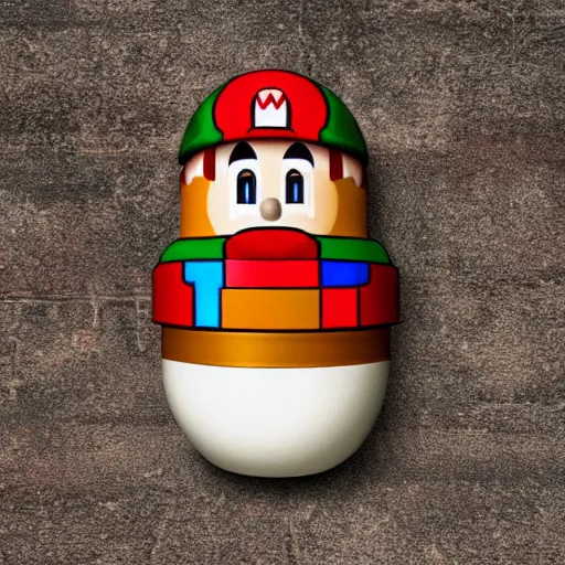 Image similar to photo of russian nesting doll that looks like mario