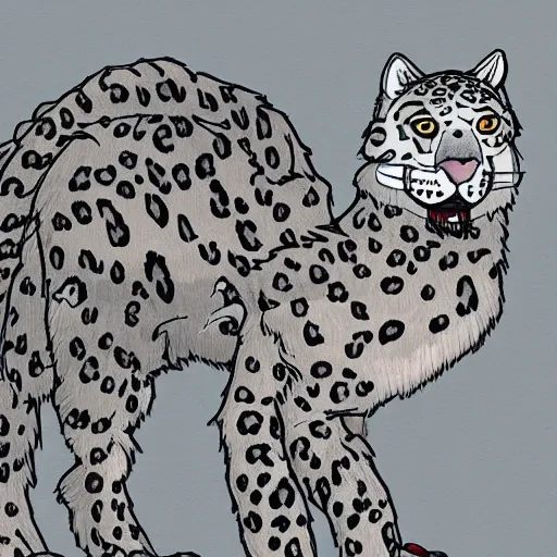 Image similar to avatar of a snow leopard crow griffin, flat color