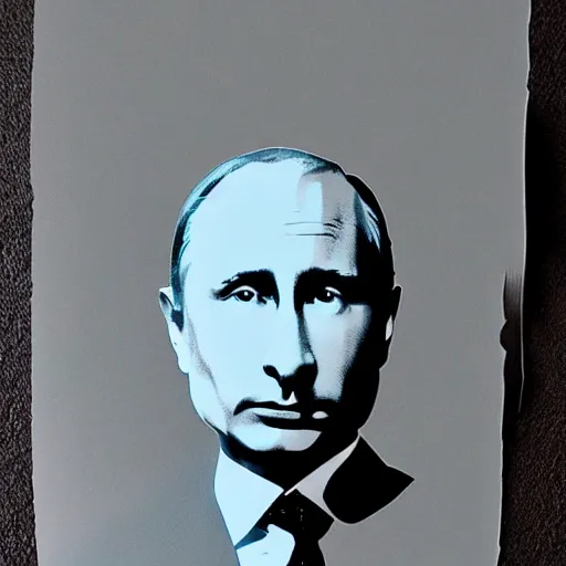 Image similar to individual furry putin silk screen portrait beeple style