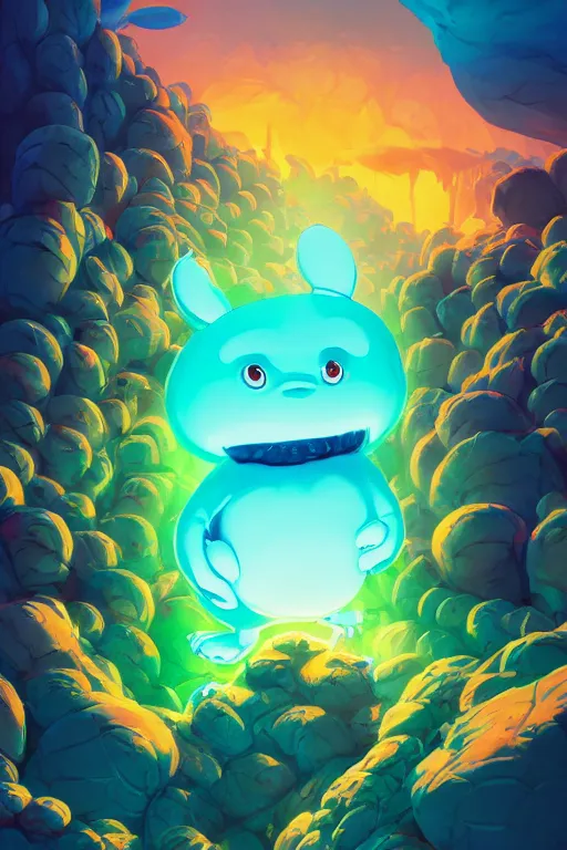 Image similar to smurf ghost creature animal sushi cristal very big eye roots cactus elemental flush of force nature micro world fluo fishscale, behance hd by jesper ejsing, by rhads, makoto shinkai and lois van baarle, ilya kuvshinov, rossdraws radiating a glowing aura global illumination ray tracing hdr