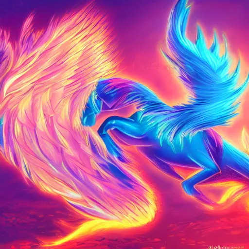 Image similar to digital illustration of a unicorn phoenix, deviantArt, artstation, artstation hq, hd, 4k resolution
