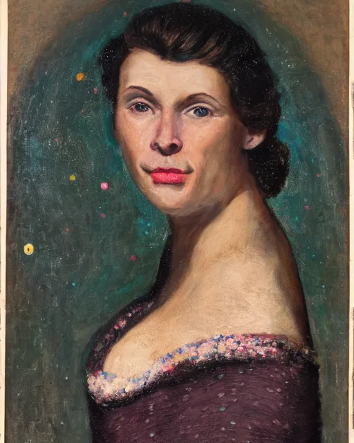 Image similar to a portrait of a woman with stars in her eyes