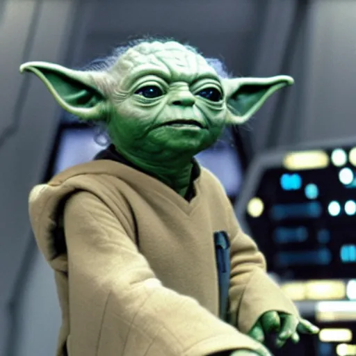 Image similar to yoda in star trek uniform, photo, 8k