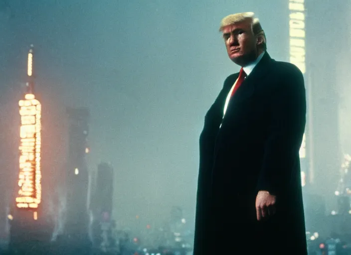 Prompt: film still donald trump in blade runner, 8 k