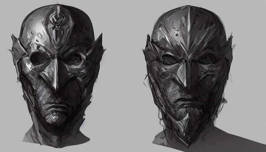 Prompt: concept art of mask for a secret society by jama jurabaev, brush hard, artstation, cgsociety, high quality, brush stroke