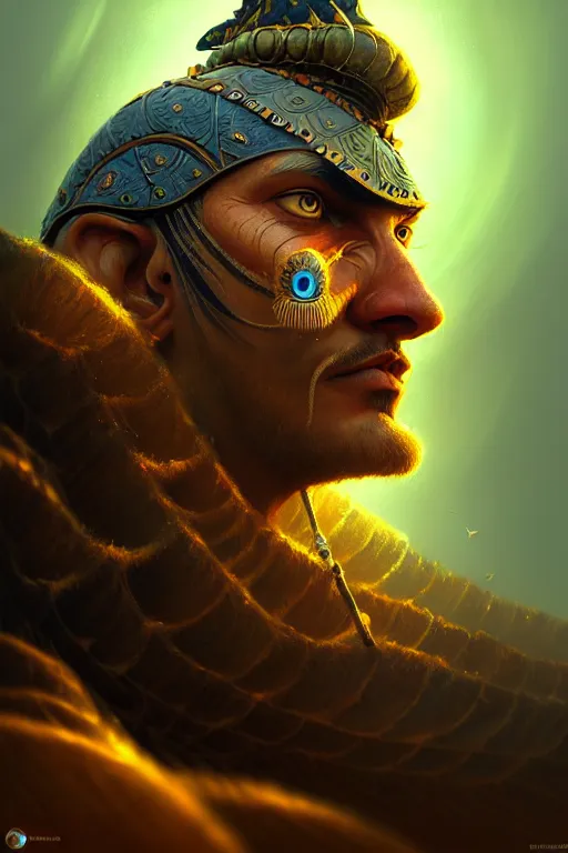 Image similar to gediminas pranckevicius jibaro hindu warrior, close - up portrait, fierce, intricate, elegant, volumetric lighting, scenery, digital painting, highly detailed, artstation, sharp focus, illustration, concept art,