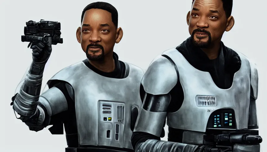 Prompt: will smith in star wars, white background, realistic, hyperdetailed, artstation, cgsociety, 8 k