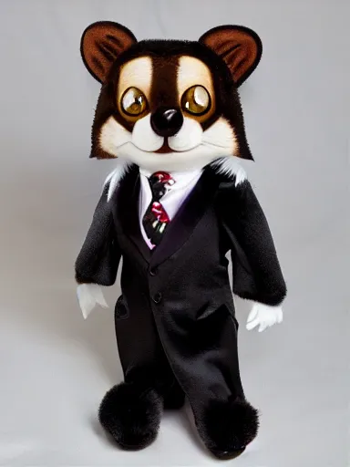 Image similar to furry ferret, anime style, formal suit, full body, disney style