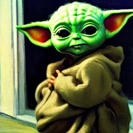 Image similar to baby Yoda by Edward hopper