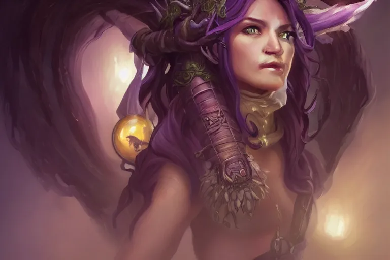 Image similar to Attractive Tiefling Druid, She has light brown skin, dark purple hair, and silver eyes full body, dungeons and dragons portrait, highly detailed, digital painting, artstation, concept art, sharp focus, illustration, art by artgerm and greg rutkowski and alphonse mucha