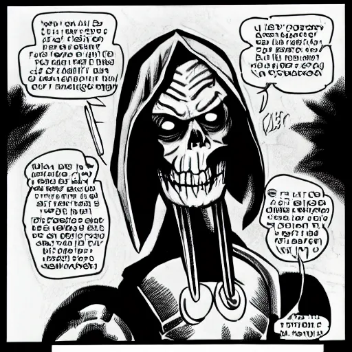 Image similar to larry - king as skeletor comic - book drawing from mad - magazine