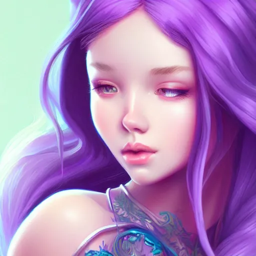 Prompt: teen girl, violet hair, gorgeous, amazing, elegant, intricate, highly detailed, digital painting, artstation, concept art, sharp focus, illustration, art by ross tran