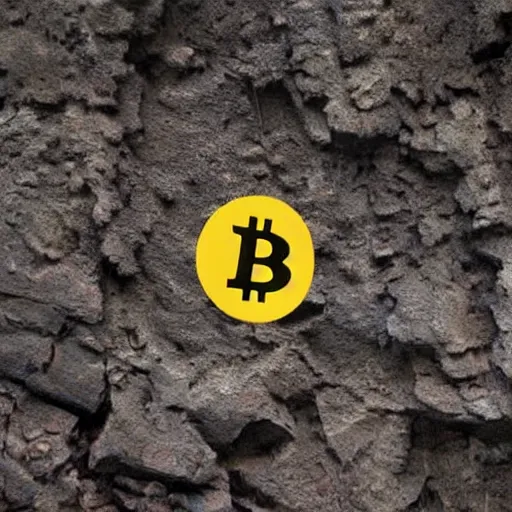 Prompt: ancient cave coal painting of bitcoin logo and few animals