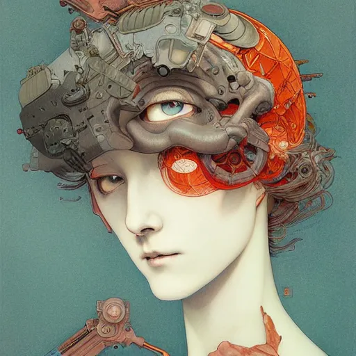 Image similar to machine portrait soft light painted by james jean and katsuhiro otomo and erik jones, inspired by victorian anime, smooth face feature, intricate oil painting, high detail illustration, sharp high detail, manga and anime 1 9 9 9