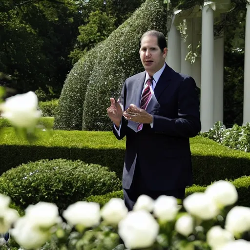 Prompt: Matt Drudge speaking in the Rose Garden. White House Photo.