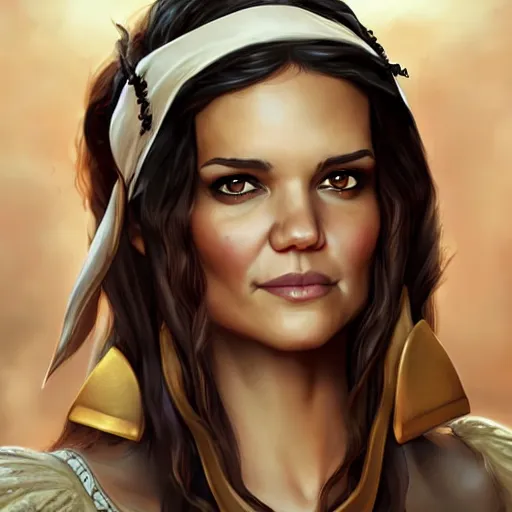 Image similar to katie holmes as a pirate, digital illustration, by artgerm,