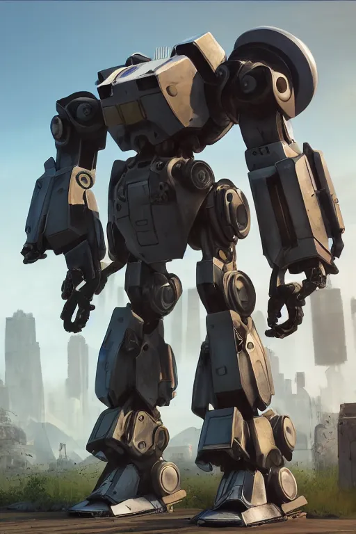 Image similar to mechwarrior 5 : mercenaries mech megaman transformer robot boss tank engine game octane render, 4 k, hd 2 0 2 2 3 d cgi rtx hdr style chrome reflexion glow fanart, global illumination ray tracing hdr fanart arstation by ian pesty by jesper ejsing pixar and disney unreal zbrush central hardmesh