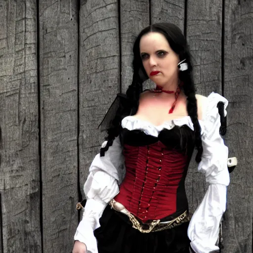 Image similar to full shot photo of a female vampire pirate