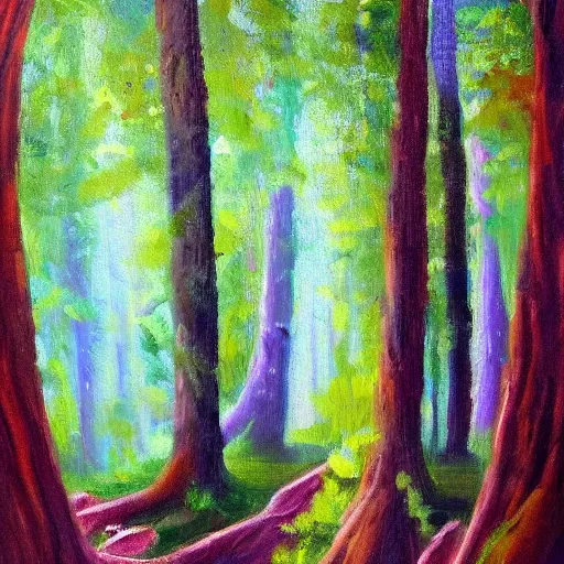 Prompt: oil painting of a magic forest