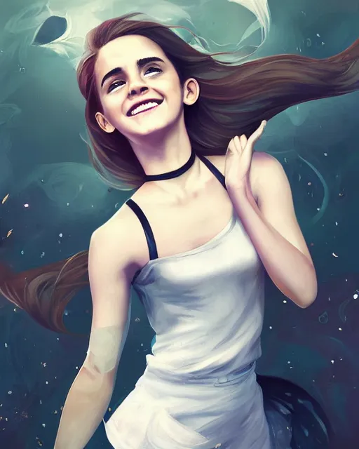 Image similar to beautiful full body Emma Watson smiling, art by Annegret Soltau, lois van baarle and loish and ross tran and rossdraws and sam yang and samdoesarts and artgerm, digital art, highly detailed, intricate, sharp focus, Trending on Artstation HQ, deviantart, unreal engine 5, 4K UHD image, 3D unreal 5, DAZ, hyperrealistic, octane render, cgsociety, Photolab, Lightroom, 4K, Dolby Vision, Photography Award