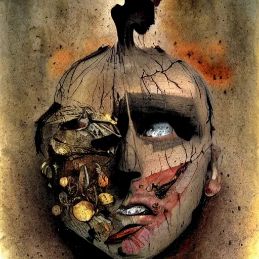 Prompt: a rotted face by Dave McKean