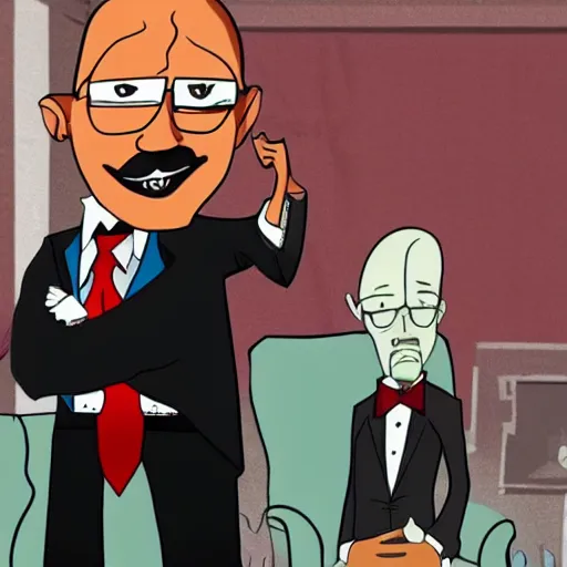 Prompt: a screenshot of Barack Obama meeting Walter White in Hazbin Hotel (2019)